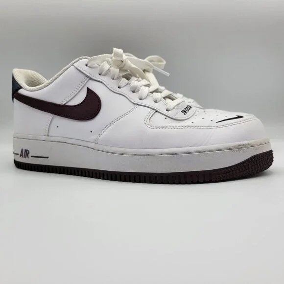 Nike Air Force 1 CJ8731 100 Low Mens Sneakers Size 10 White & Maroon - Picture 8 of 16